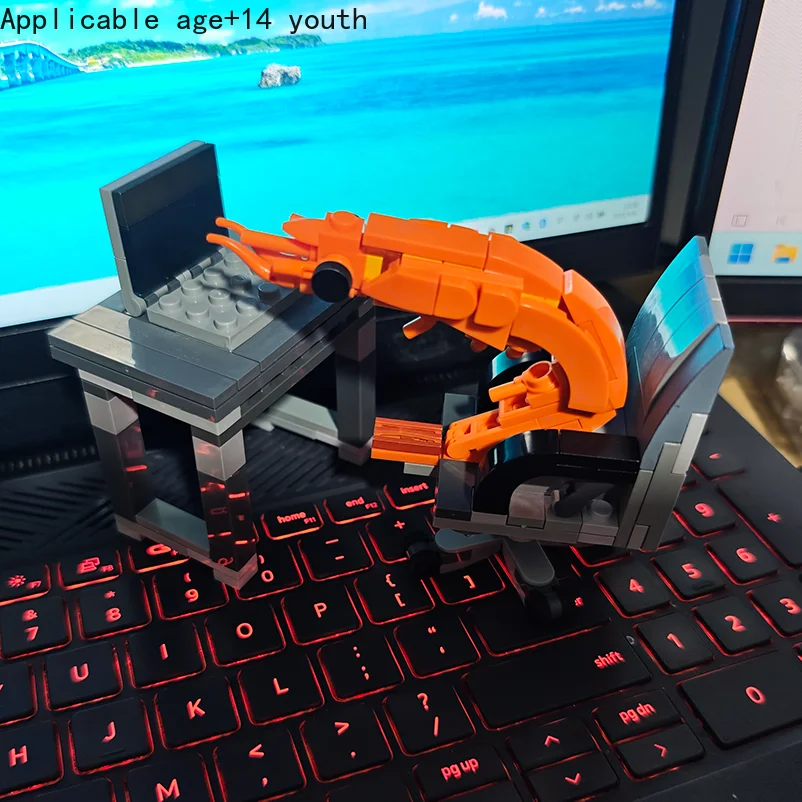 MOC ビルディングブロックエビモデルフィギュア、パズルアセンブリ、男の子と女の子のランダムミックス、インターネットセレブのクリエイティブパロディ