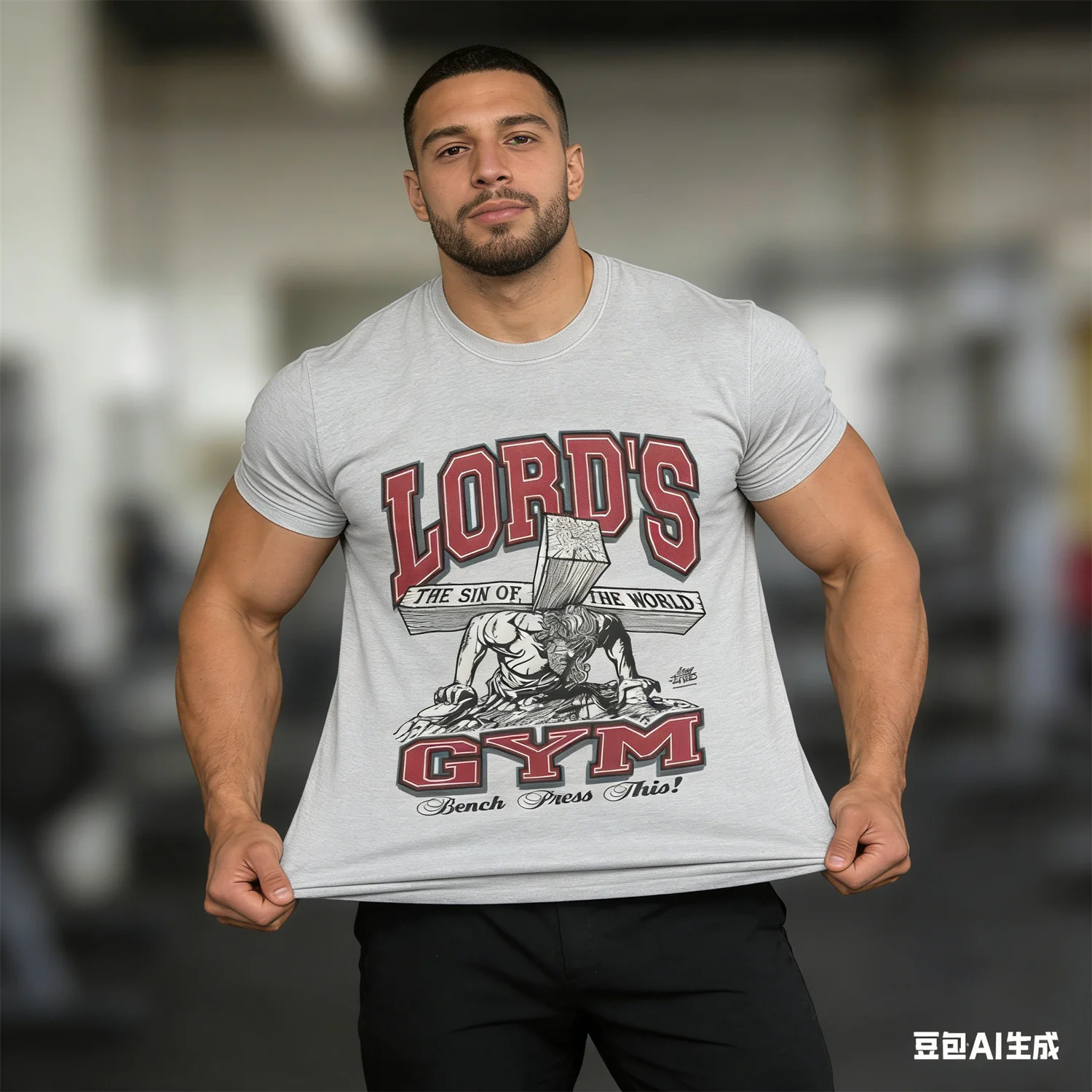 

Men's Comfortable Motorcycle T-Shirt, Lord's Gym Graphic Print Athletic Top for Workout, Training and Casual Fitness Sessions