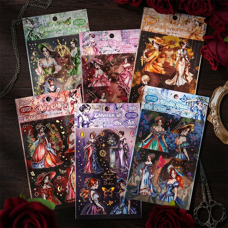 

Yuezhen “Faded Elegance” 3D Foil Planner Stickers Pack — Premium PET Character Decals, Waterproof Die-Cut