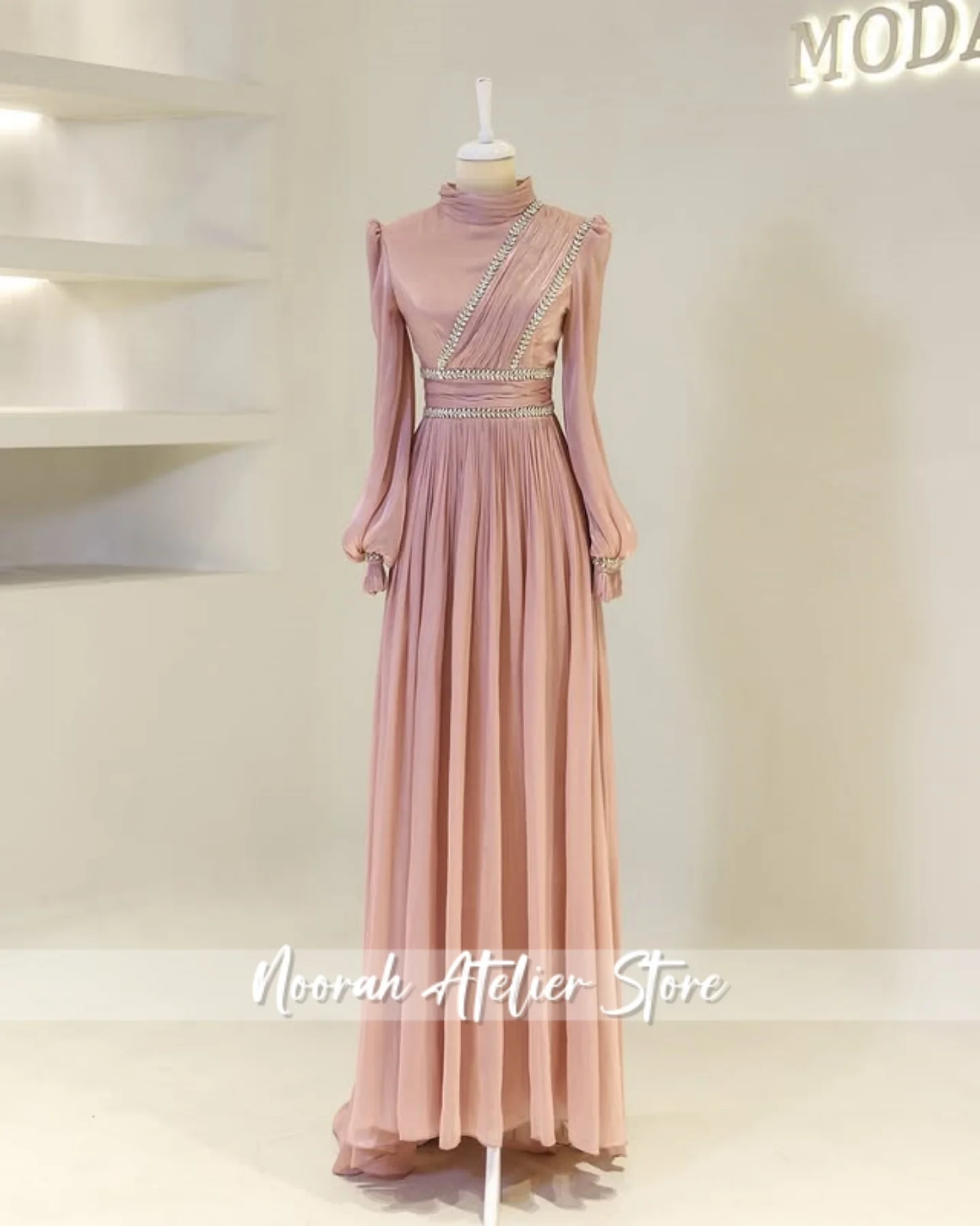 فساتين سهرة إسلامية فاخرة جديدة مطرزة بأكمام طويلة للنساء 2025 دبي H N فستان رسمي طويل فستان رسمي Vestridos مخصص