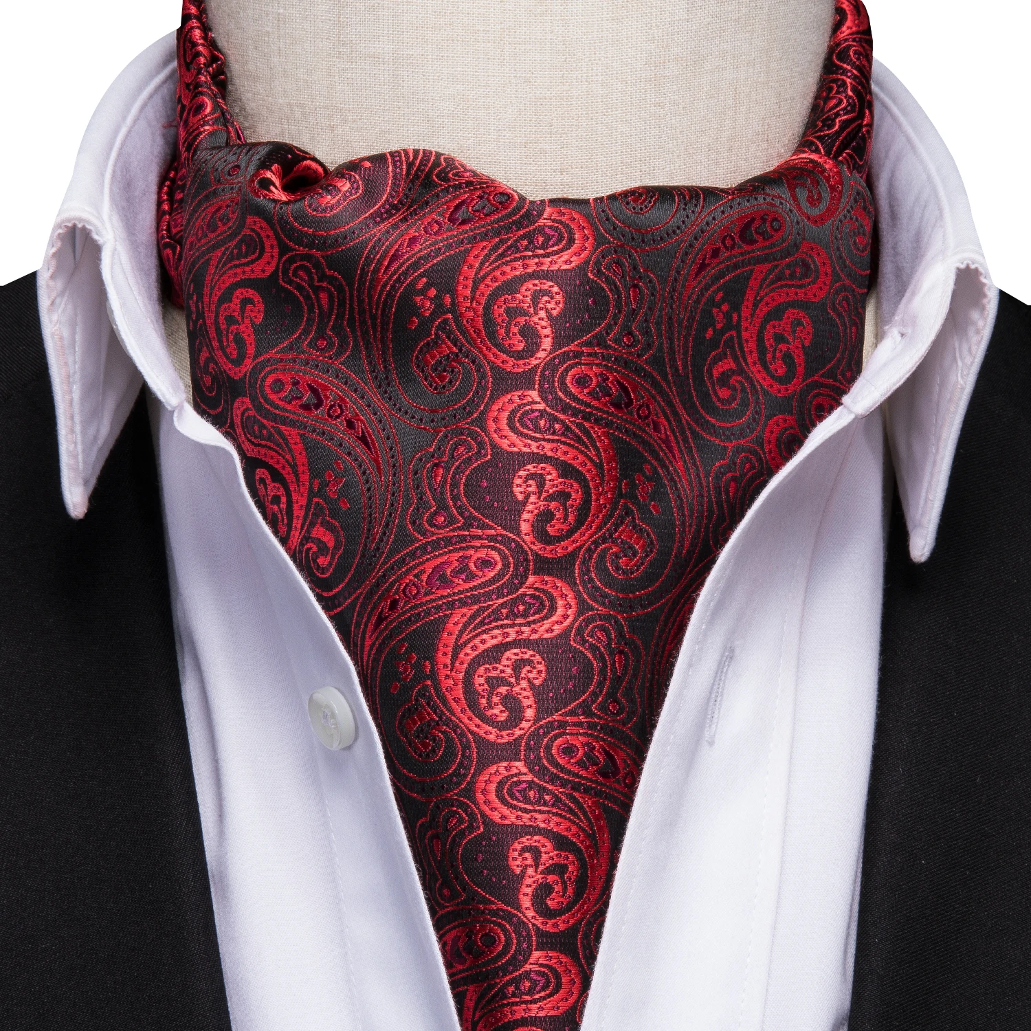 Men's fashionable and luxurious jacquard Ascot Tie Cravat cufflinks and handkerchief, suitable for daily leisure outings
