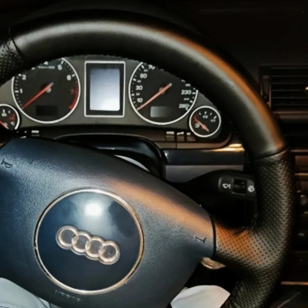 Customized Car Steering Wheel Braid Cover Black Hand Sewing Microfiber Leather For Audi A4 A6 A8 A8 L 1998-2001 Allroad 2001