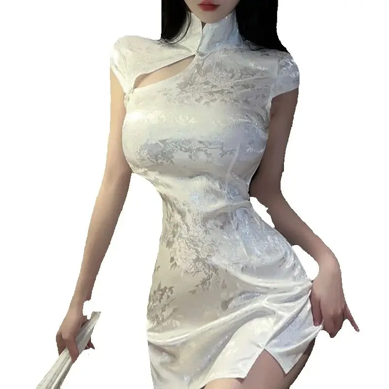 Vintage Chinese traditional cheongsam skirt sexy Chinese mini slim split dress cosplay costume women Classic tight Qipao outfit