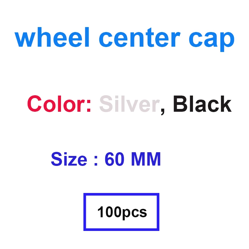 

100pcs 60mm Silver Black Wheel Hub Center Caps Rims Cap Logo Hubcap Rim Cover For Leading IX35 I20 I30 Elantra Kona Santa Fe