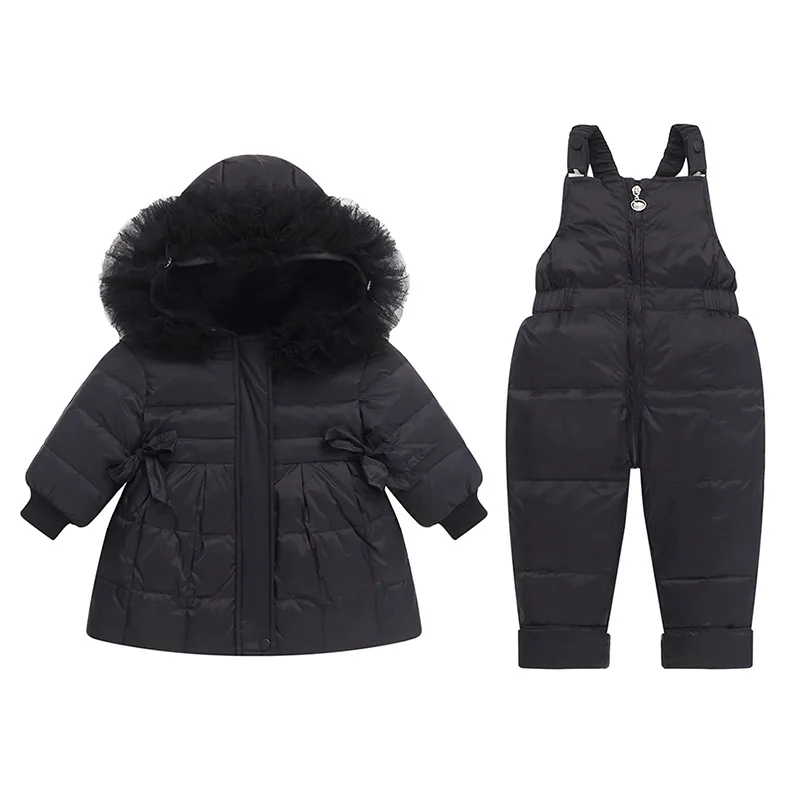 Traje de chaqueta de plumón para niños y niñas, ropa de invierno para bebés, niñas pequeñas, niños pequeños, plumón de pato blanco, coreano, 2 piezas