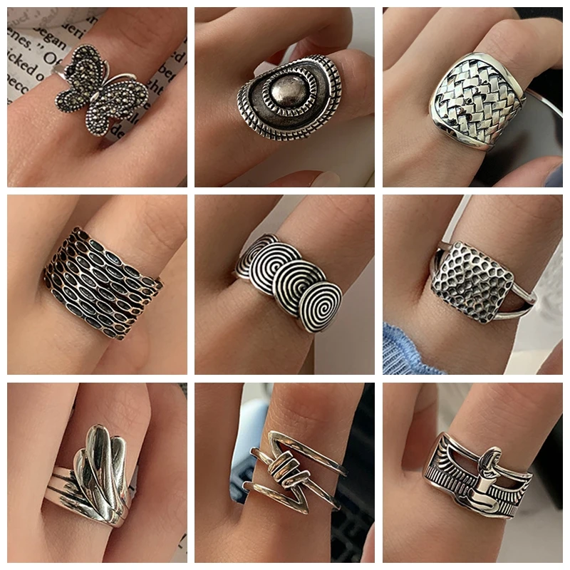 XIYANIKE 2024 Vintage Geometric Open Cuff Finger Rings For Women Girl New Fashion Punk Jewelry Gift Party Hip Pop кольцо женское