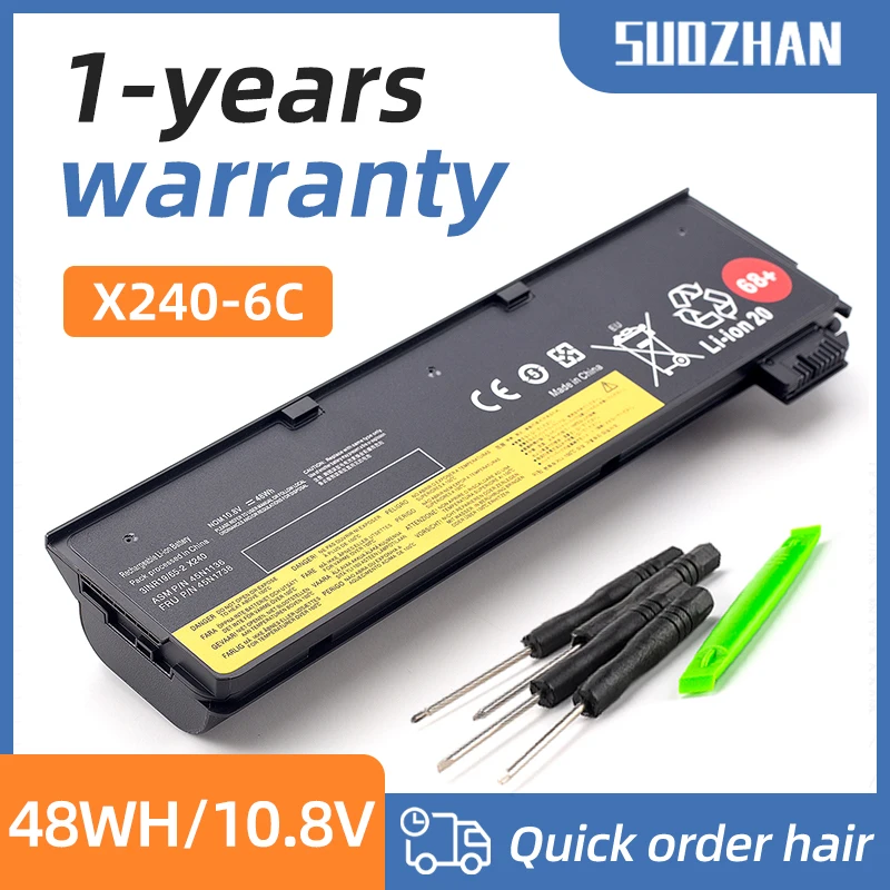 SUOZHAN Laptop Battery For Lenovo Thinkpad X270 X260 X240 X250 T450 T470P T450S T440S K2450 W550S P50S 45N1136 45N1738 68+