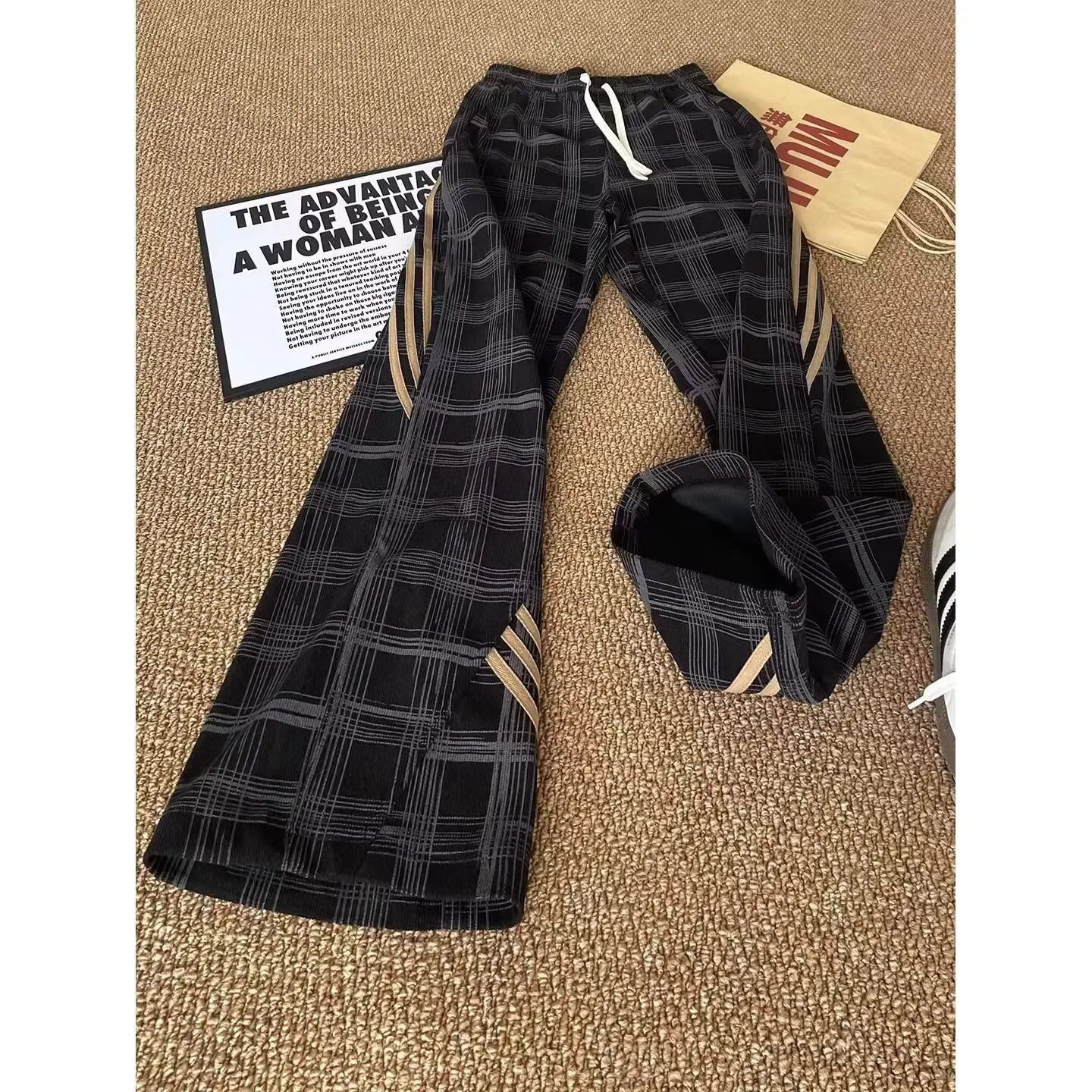 

Мужские брюки в клетку в полоску, спортивные штаны американского уличного бренда с принтом тай-дай, свободные прямые повседневные джоггеры из флиса осень/зима