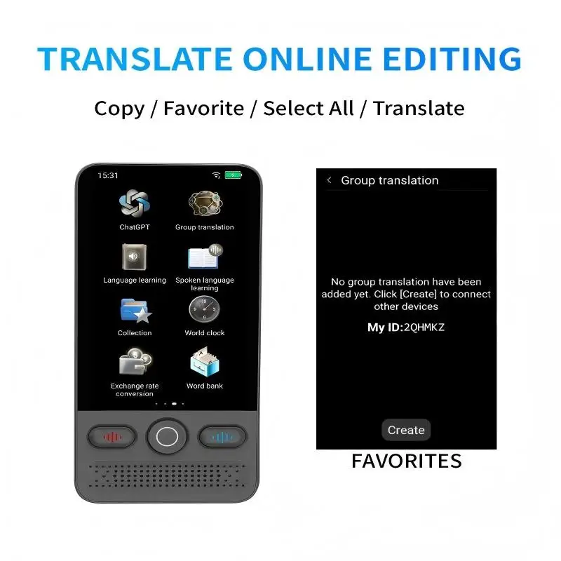مترجم صوتي محمول للتعرف على الصوت IFlytek/Google WIFI ChatGPT تسجيل الترجمة عبر الإنترنت/غير متصل ترجمة الصور #5