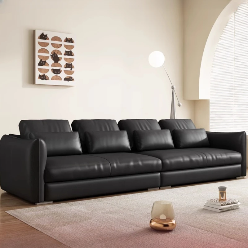 

Straight Row Black Living Room Sofas Leather Italian Style Waterproof Sponge Sofas Corner Mobili Per La Casa Furniture Bedroom