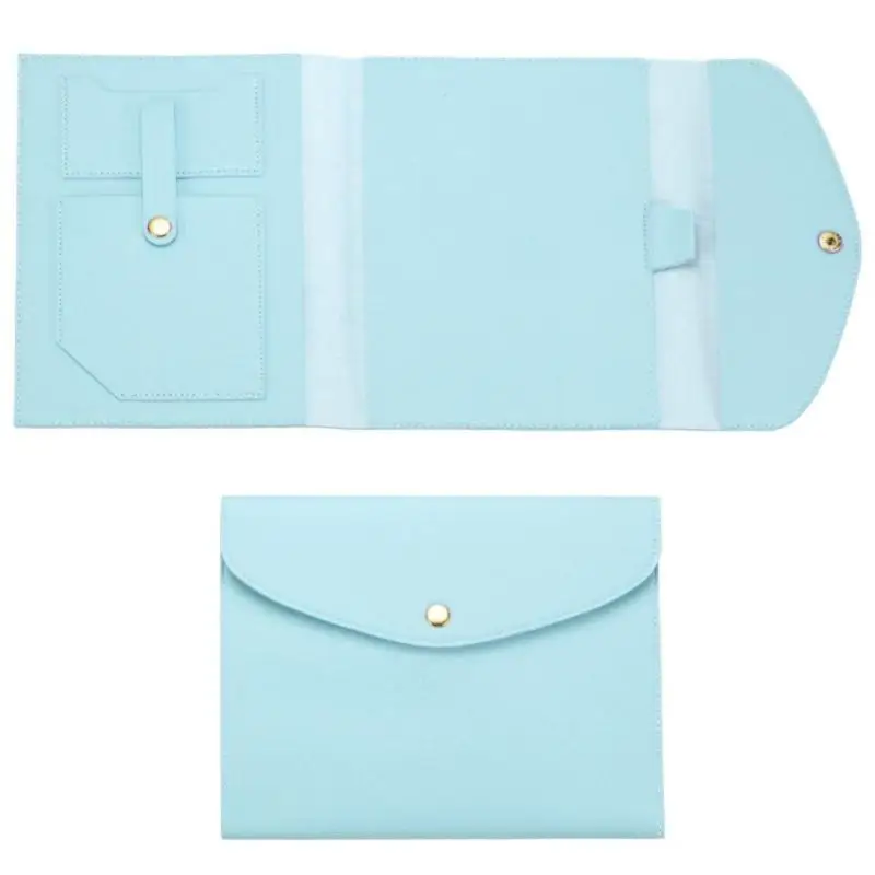 R53C Triple-Fold PU Leather Notebook Cover With Multiple Pocket For File Organization
