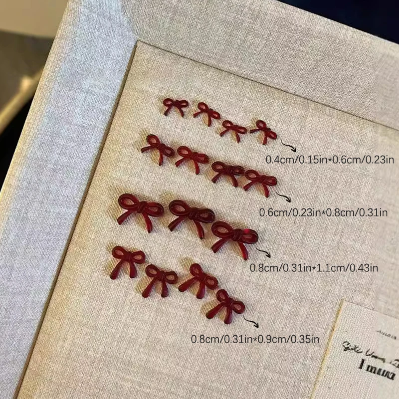 1 قطعة/الحقيبة Bowknot مسمار الفن القوس السحر DIY ربطة القوس فيونكة زينة تصميم أجزاء الأحمر حجر الراين لطيف مانيكير لوازم