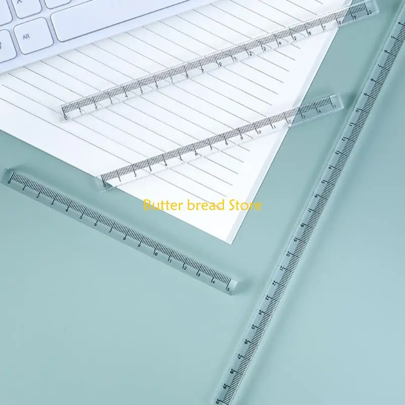 W89C 15cm/20cm/30cm Plastic Ruler Portable Mathematics Ruler for Artists Designers