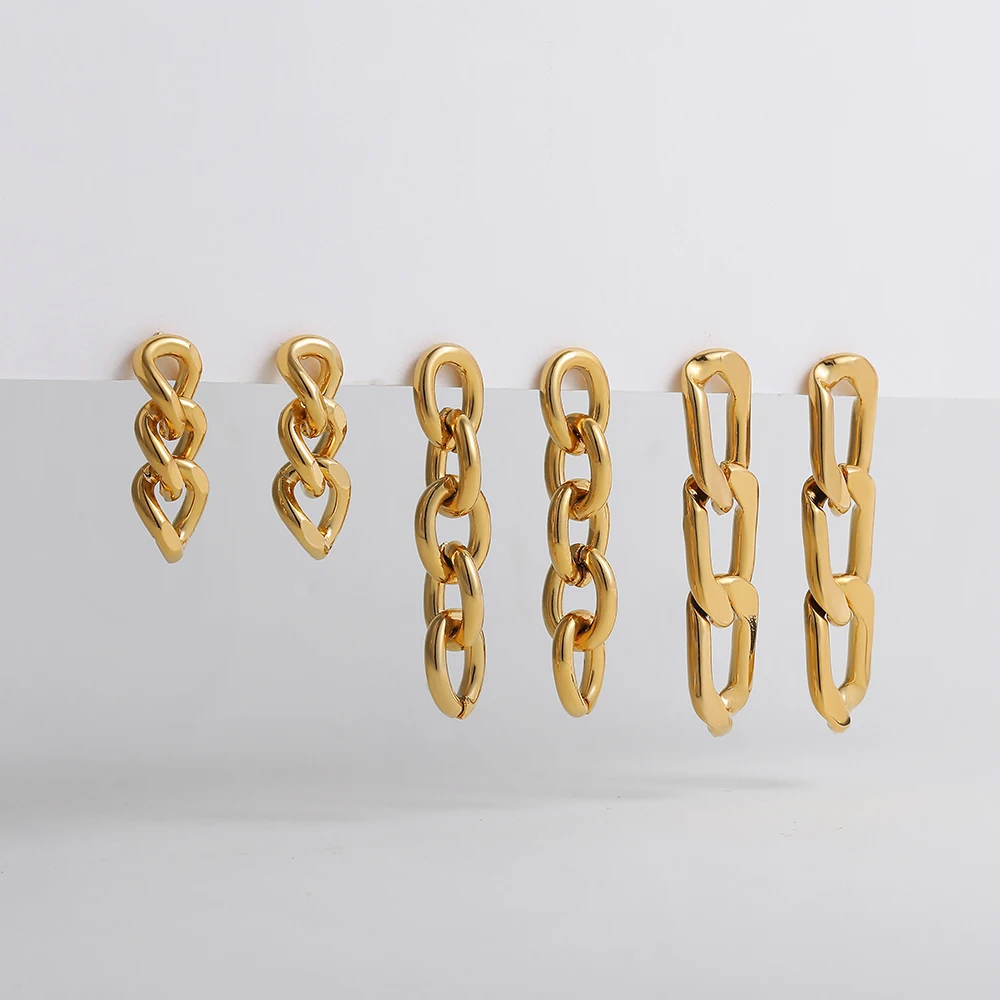 Vintage lange Gliederkette Anhänger Ohrringe für Frauen vergoldet kubanische Ketten Tropfen Ohrringe Punk Hiphop Schmuck Party Geschenk ﻿