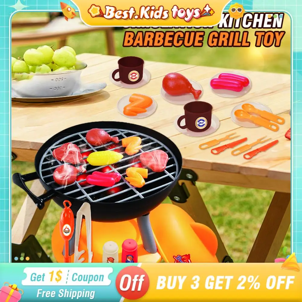 Simulierte Kochen Barbecue Grill Mit Lichtern ZIZI Sound kinder Küche Spielzeug Set Haus Spielen Lebensmittel BBQ Spiel Weihnachten Geschenke