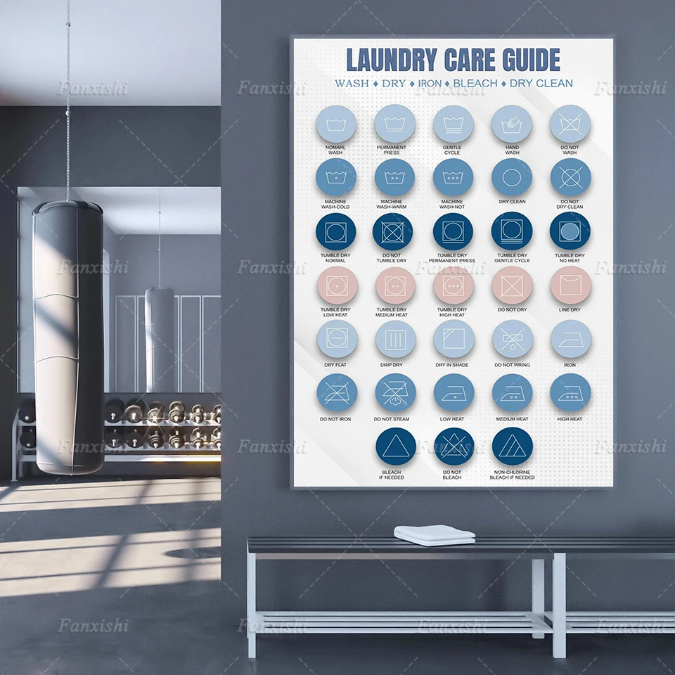 Home Decor Canvas Painting Laundry Care Guide Bathroom Picture Wall Art Print Modular Poster Laundry Room Instructions Reference