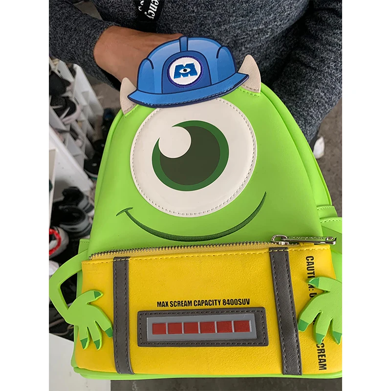 Loungefly Disney Monsters Inc Mike Wazowski Scare Cosplay Womens Double Strap Shoulder Bag Purse Mini Backpack