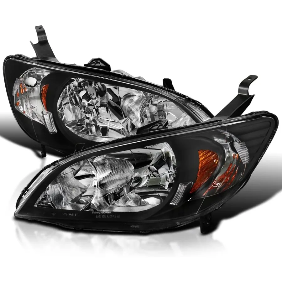 

Black Headlights Compatible with 20042005 Honda Civic 2Dr Coupe and 4Dr Sedan L+R Pair Head Light Lamp Assembly for Enhanced Ni