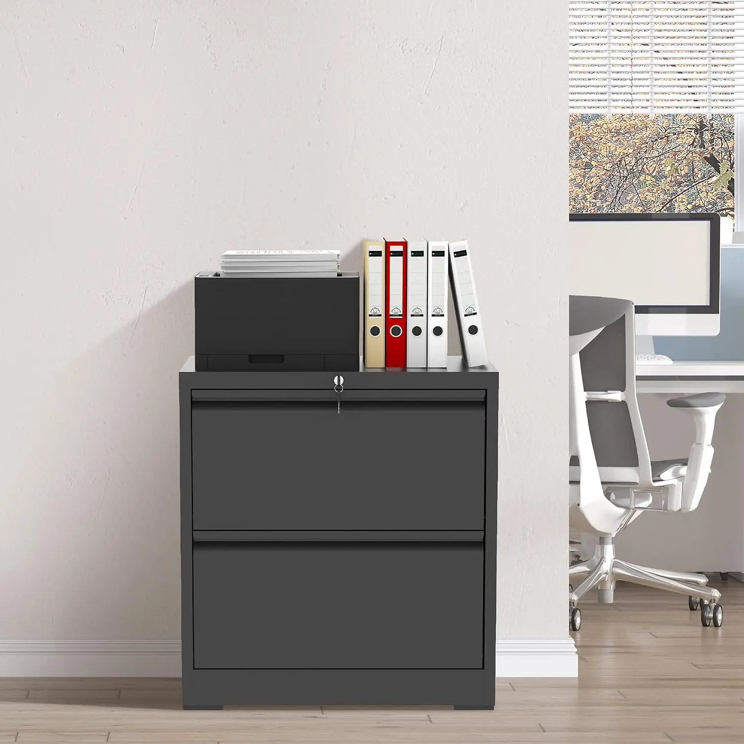 2 Drawer Metal Lateral File Cabinet with Lock, Heavy Duty Steel Storage for Home Office Legal Letter A4, Customized
