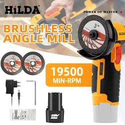 HILDA 12V elektrik açı öğütücü mikro lityum-iyon fırçasız parlatma elmas kesim ve taşlama makinesi