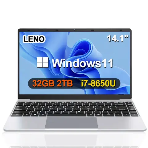 LENO HOT 14.1인치 울트라 슬림 노트북 32GB 2TB 인텔 코어 i7 8650U 윈도우 11 게이밍 컴퓨터 PC 게이머 사무용 노트북 1920*1080 HD