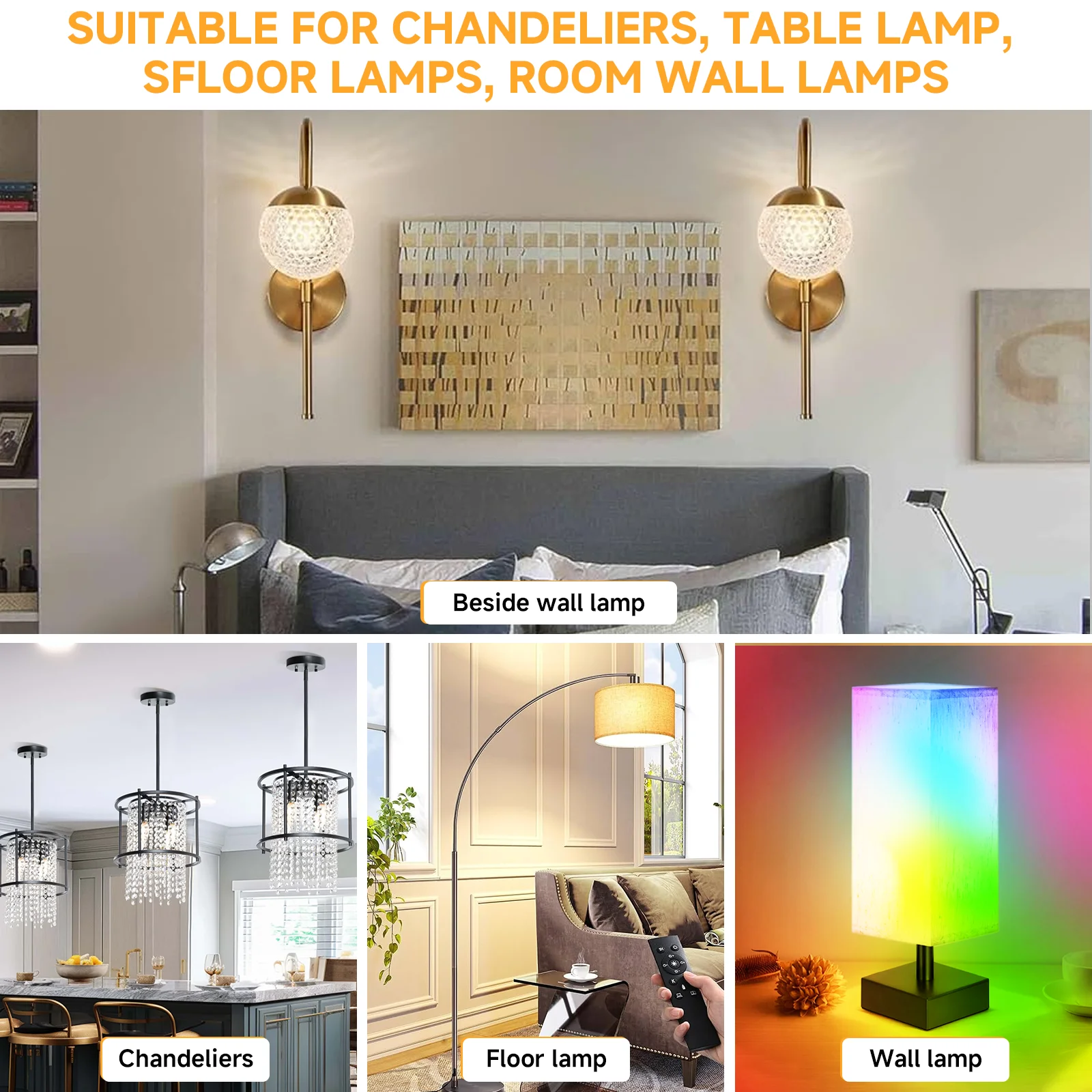 Żarówka RGB z możliwością ładowania, sterowana pilotem, E27, zasilana bateryjnie, do lamp ściennych i wiszących bez konieczności okablowania. — zdjęcie 6
