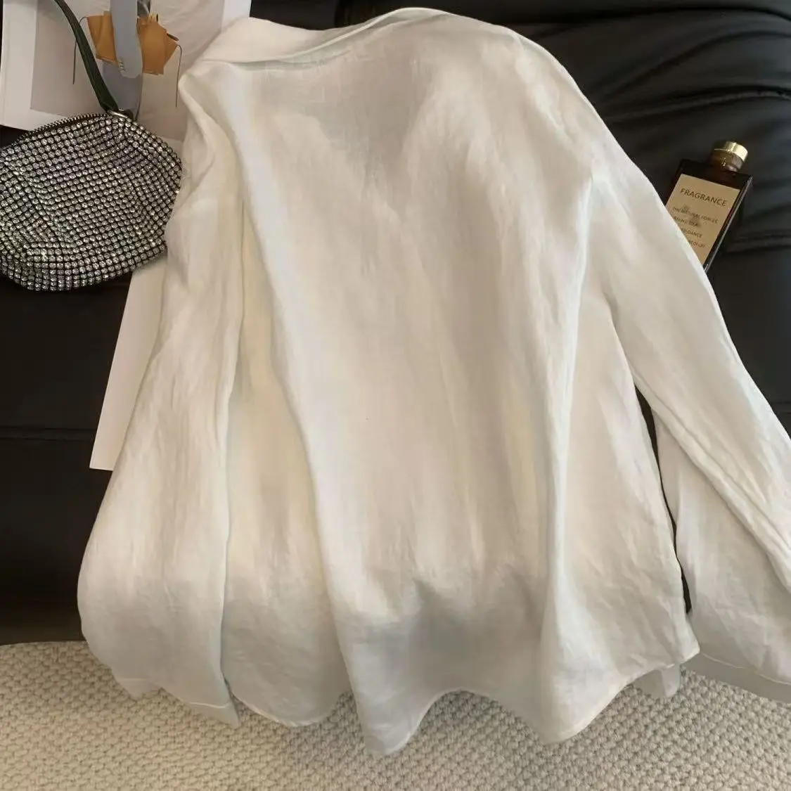 เสื้อเชิ้ตสไตล์เกาหลีประดับเลื่อม แขนยาว ดีไซน์ยุค 2000 สไตล์ Coquette Gyaru ทรงโอเวอร์ไซส์ สำหรับผู้หญิงช่วงฤดูใบไม้ผลิ