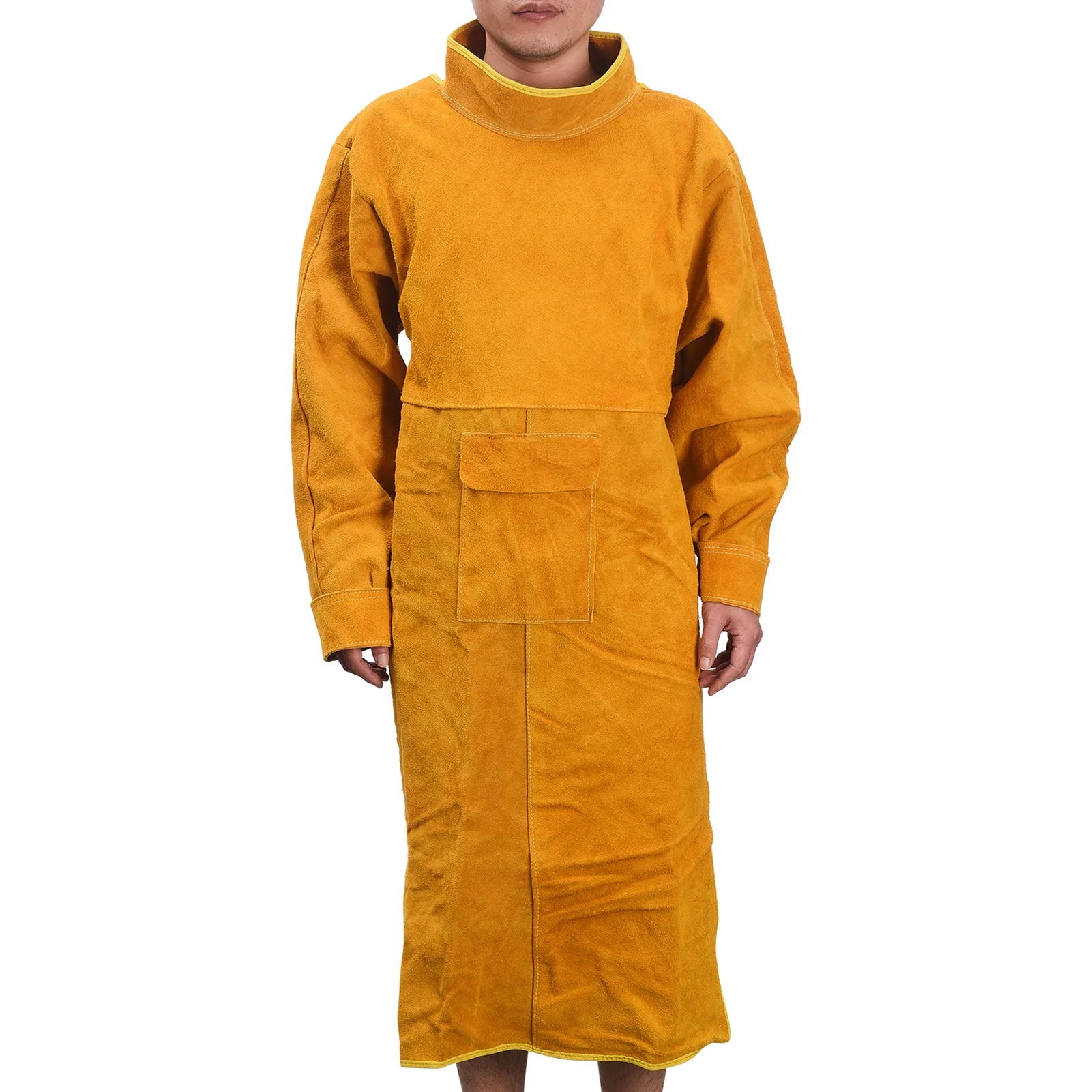 

Cowhide Welding Reverse Wear Work Clothes High Collar Long Sleeve Flame Retardant Protective Clothing