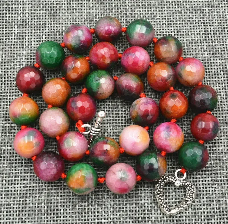 

NEW 12mm multicolor natural faceted gem necklace jewelry 18 "AAA