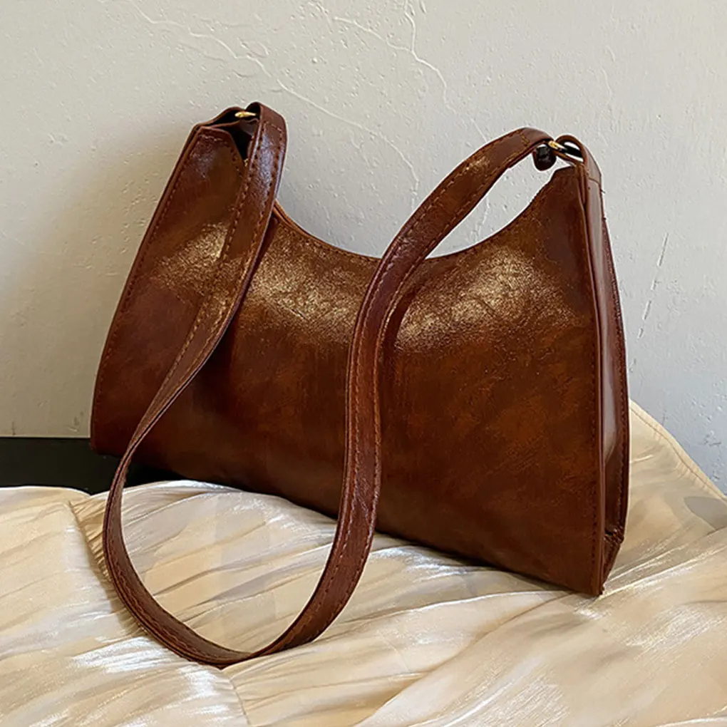 

Ретро-сумки для подмышек для женщин, модная сумка на плечо в Корейском стиле, текстурированная сумочка-Багет, дизайнерские брендовые роскошные сумки-хобо