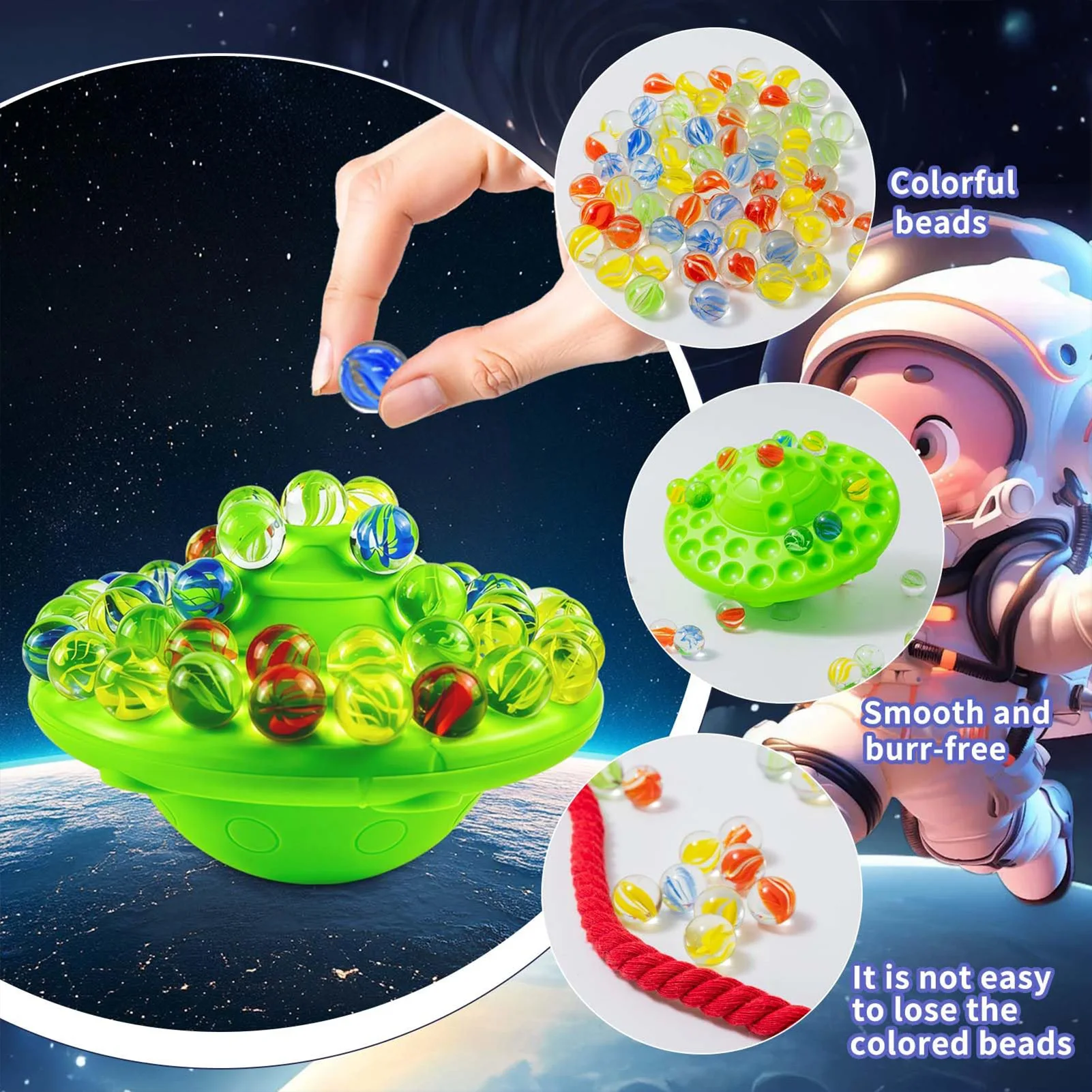 Gioco di equilibrio in marmo di vetro per divertimento in famiglia 1-4 giocatori Giocattolo impilabile con 60 marmo colorato Gioco da tavolo educativo Bambini Adulti