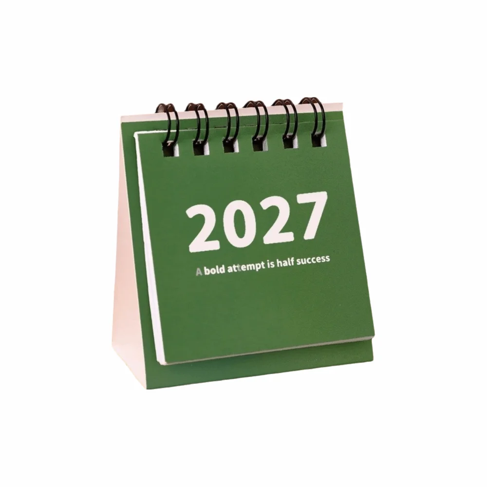New Mini 2027 Desk Calendar Double Coil Standing Base Mini Calendar Flip Calendar Home Office Standing Calendar Gifts