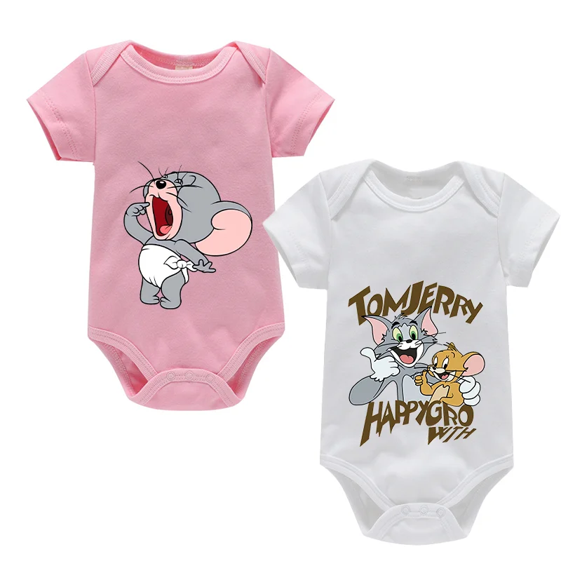 Tom and Jerry Baby Crawl Clothes Newborn Cotton Kid Clothes Cute Anime Figure Jumpsuit Crawling Suits Skin-friendly Rompers Gift