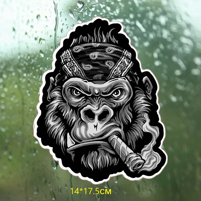 Car Sticker Bandana Gorilla Patch Smoking Funny Colorful Waterproof Sun Protection Cover Scratches Automobile Decals,18CM*14CM