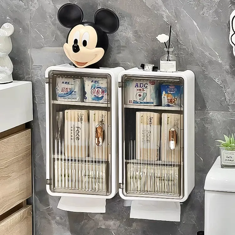 浴室壁掛けトイレットペーパーホルダー防水生理用ナプキン収納ペーパータオルボックス穴あけ不要オーガナイザー