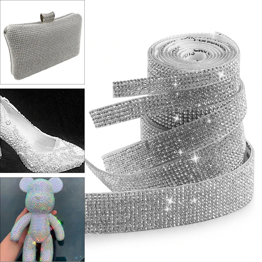 

1 Yard Self-Adhesive Crystal Rhinestone Diamond Ribbon Trim Tape Sticker DIY Event Car Phone Decoration Arts Crafts