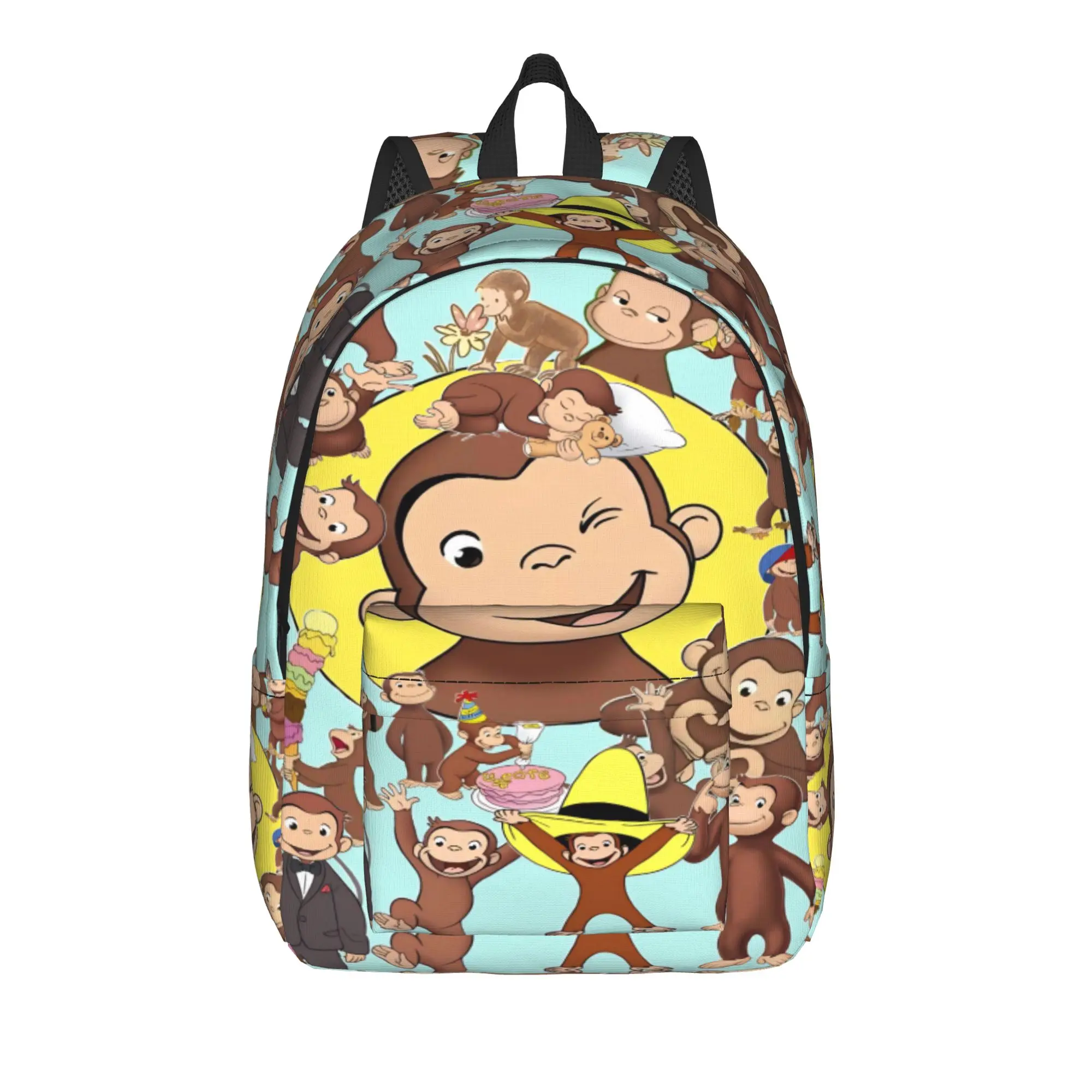 Curious George African Monkey Backpack with Pocket Student Hiking Travel  Daypack for Men Women Laptop Computer Canvas Bags