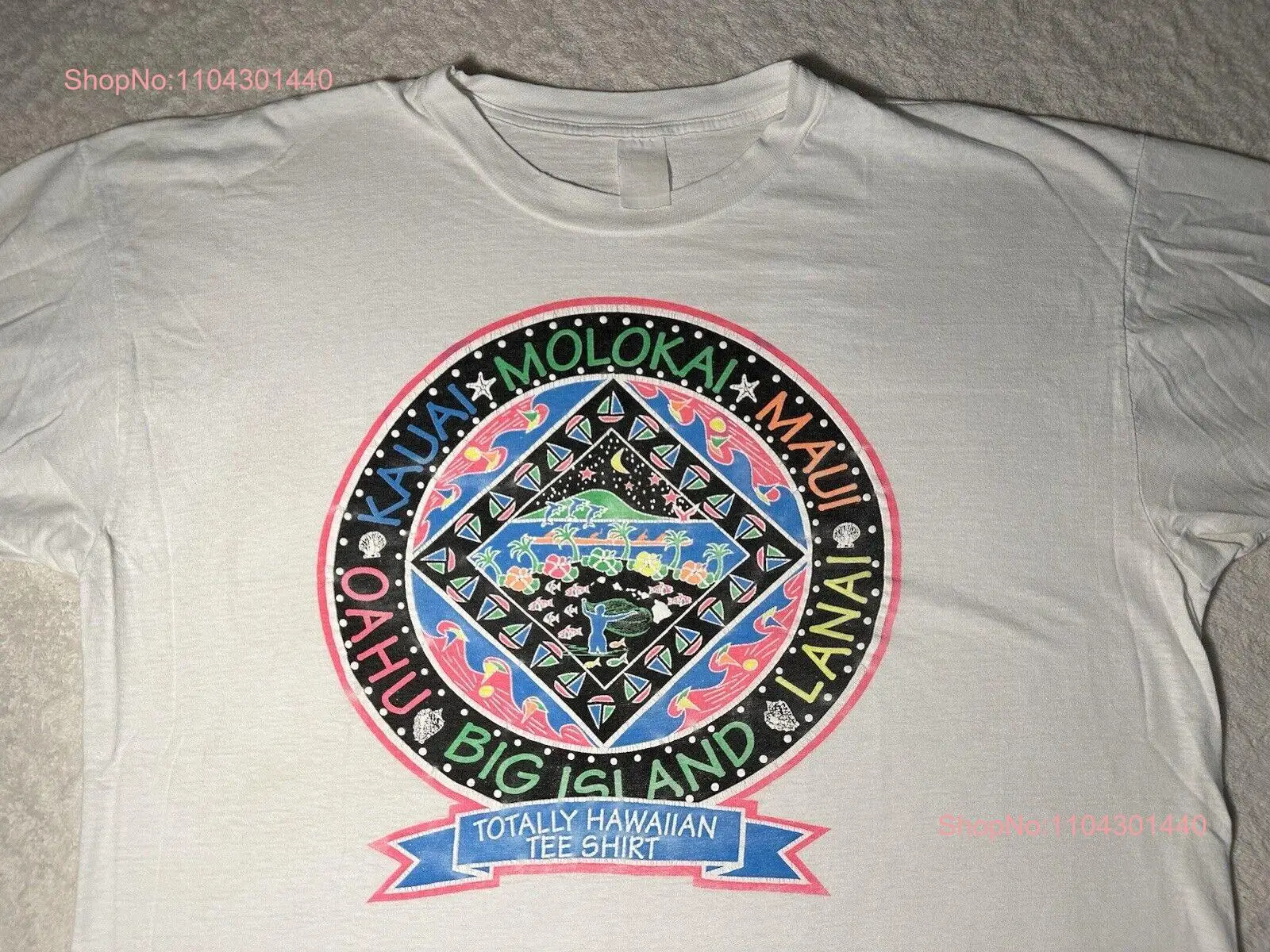 Vintage 1990s 90s Hawaii Molokai Maui Lanai Oahu Kauai Big Island T Shirt XL long or short sleeves