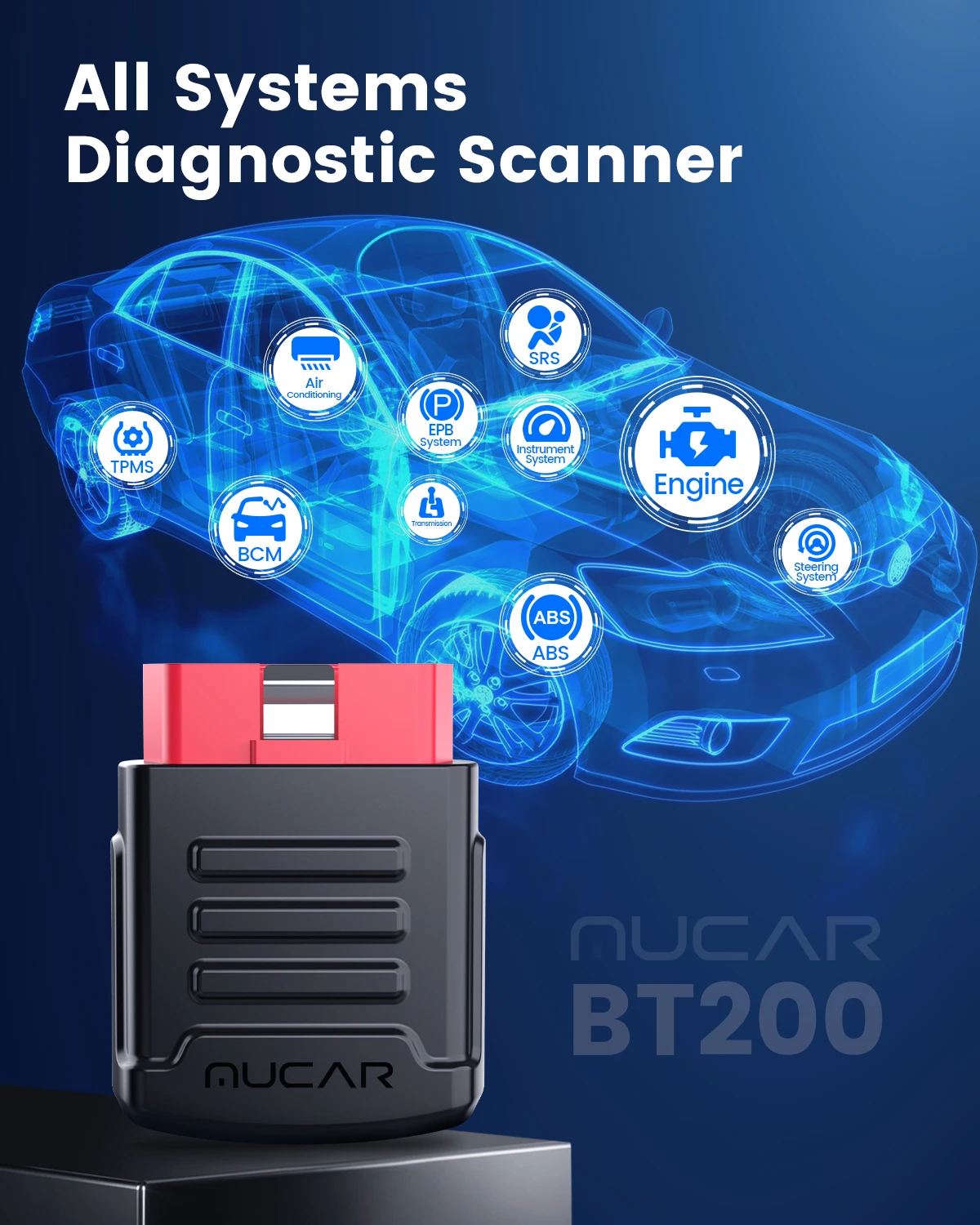 MUCAR BT200/BT200 Pro OBD2 Диагностический инструмент, Автомобильный сканер, Полнофункциональная система, Автомобильный сканер, бесплатный