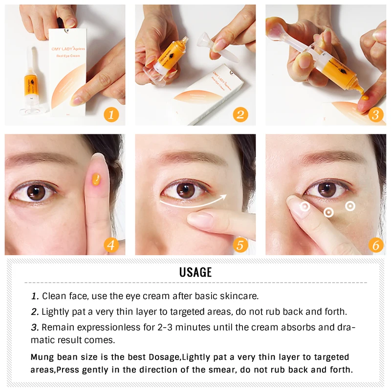 OMY LADY Instant Eye Bag Removal Eye Cream Firming Eyes Anti-puffiness Dark Circles Anti-Wrinkle Anti-aging Eye Care 5pcs