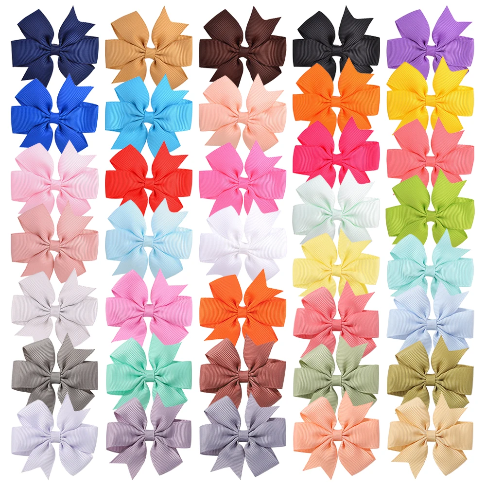 30/40/50 Stück Baby Mädchen Haarbögen Clips Zufällige Farbe 2,5'' Ripsband Bowbot Haarnadel Haarspangen Haarschmuck – Detail 3