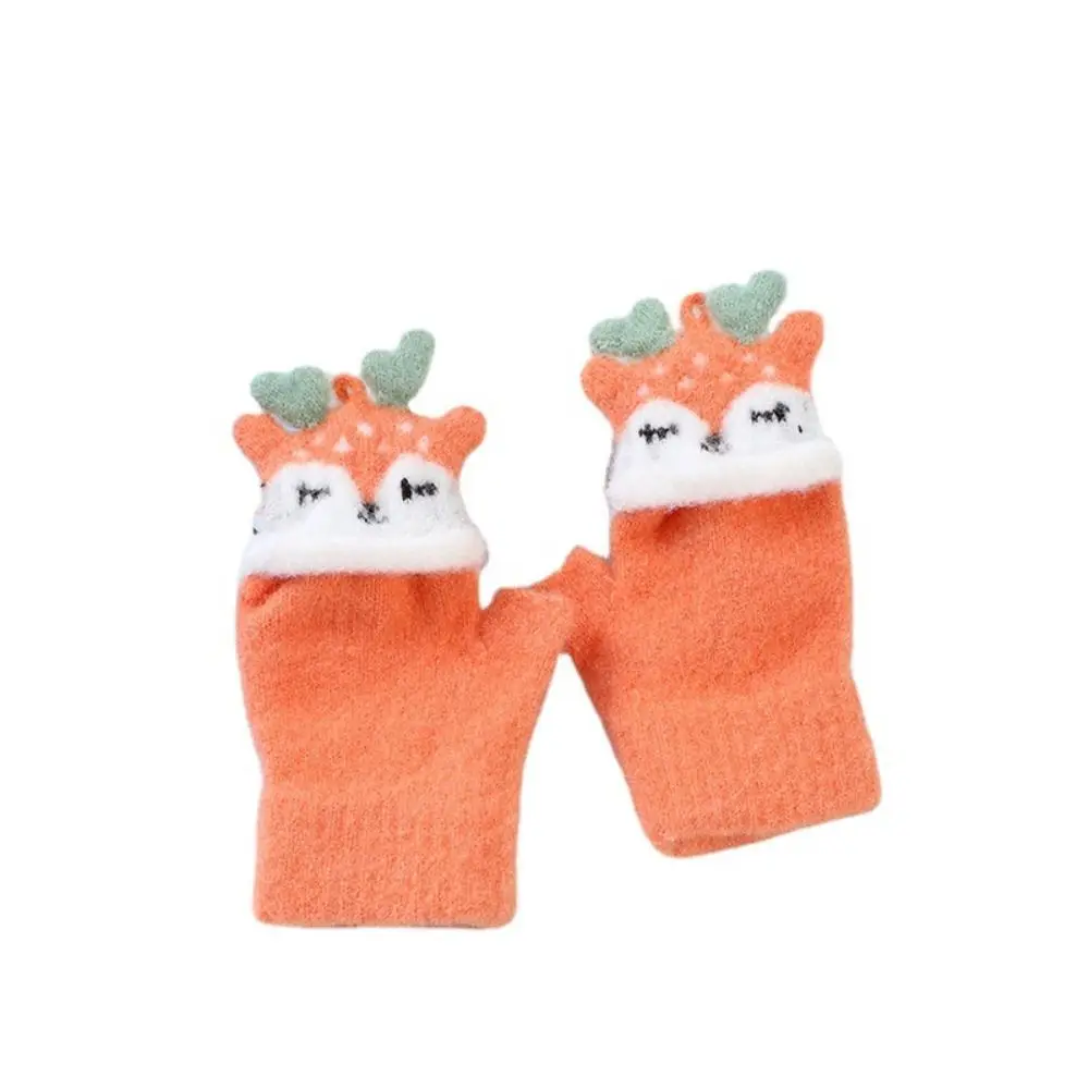 Cartoon Knitted Kids Gloves Thick Fingerless Fingerless gloves Knitting Mittens Boys Girls