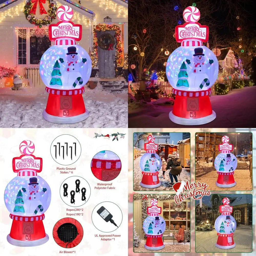 

Гигантский снежный шар 8 футов на открытом воздухе, рождественский надувной со снеговиком и елкой, светодиодные фонари, идеально подходят для декора вечеринок и сада
