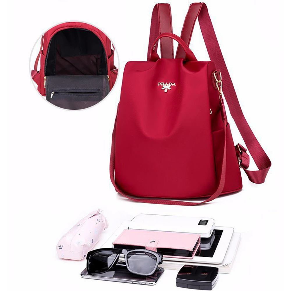 Multi functional backpack for women, simple and versatile, dual-use, waterproof and anti-theft bag-mw