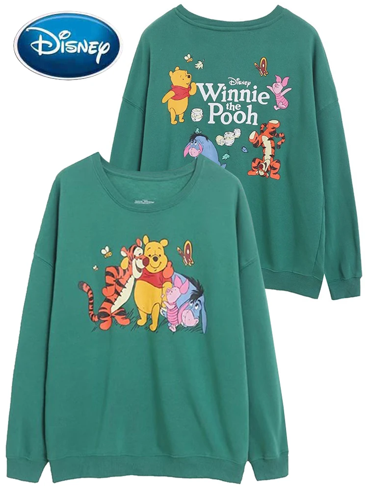 Disney Winnie the Pooh Bear Eeyore Pig Tigger Cartoon Print Sweatshirt Harajuku Women Long Sleeve O-Neck Pullover Jumper Tops