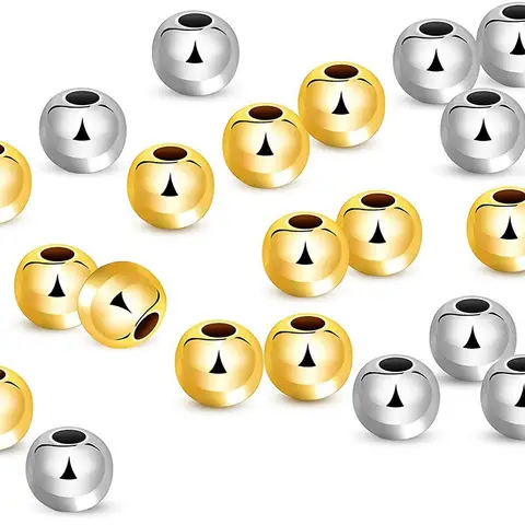 4mm 200 pezzi oro argento colore CCB palla perline rotonde perline sparse per realizzare braccialetti fai da te collana gioielli da sposa perline borsa