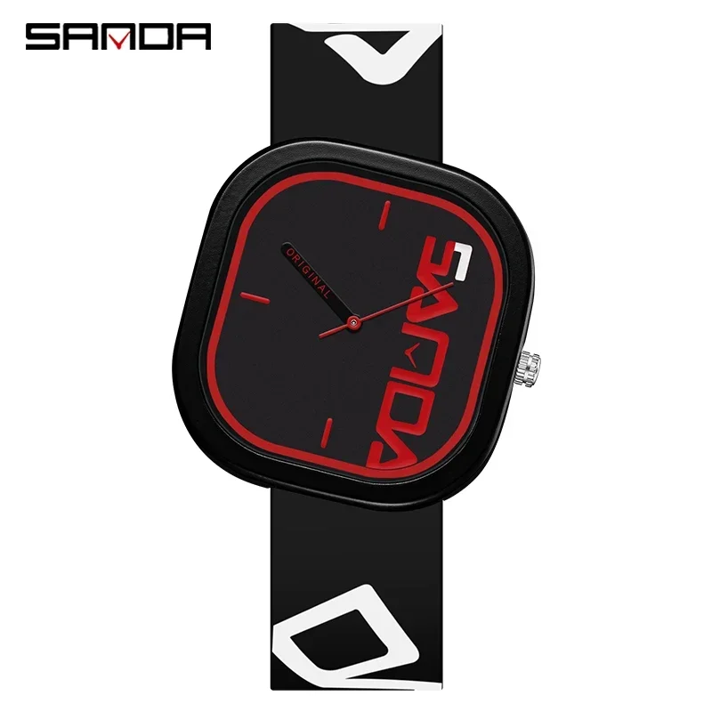 SANDA 3203 Men Luxury Casual Waterproof Silicone Strap Men Clock  Simple Design Men Wristwatch Brand Fashion Sports Quartz Watch