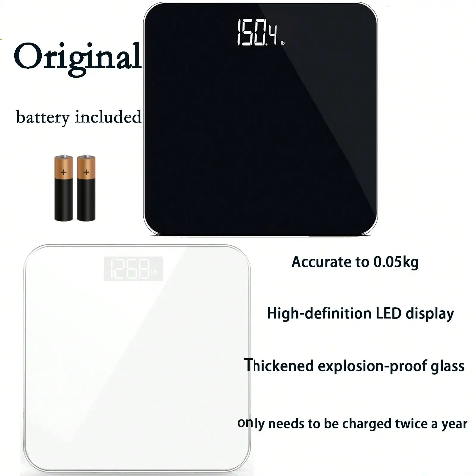 Hidden Screen Weight Scale, Human Digital Bathroom Scale, Accurate To 0.05 Lbs, Bright LED Display And Clear Large Numbers, Upgraded Quality, For Elderly Home Use, 400 Lbs/180 Kg