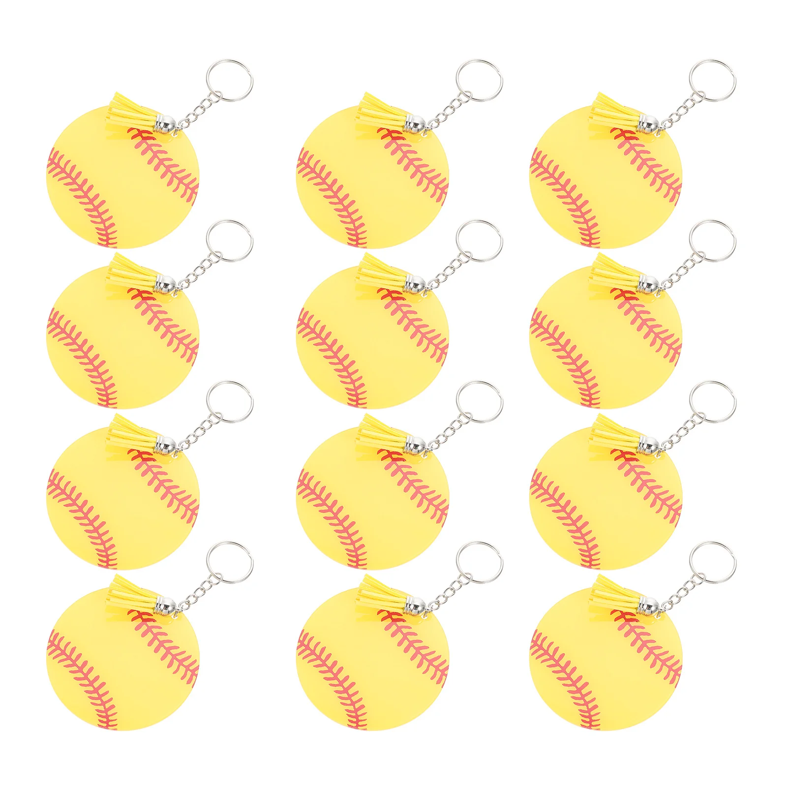

12Sets Baseball Key Chain Acrylic Creative Tassel Hanging Decor Key Rings Sports Party Favors Player Gift Bag Pendant