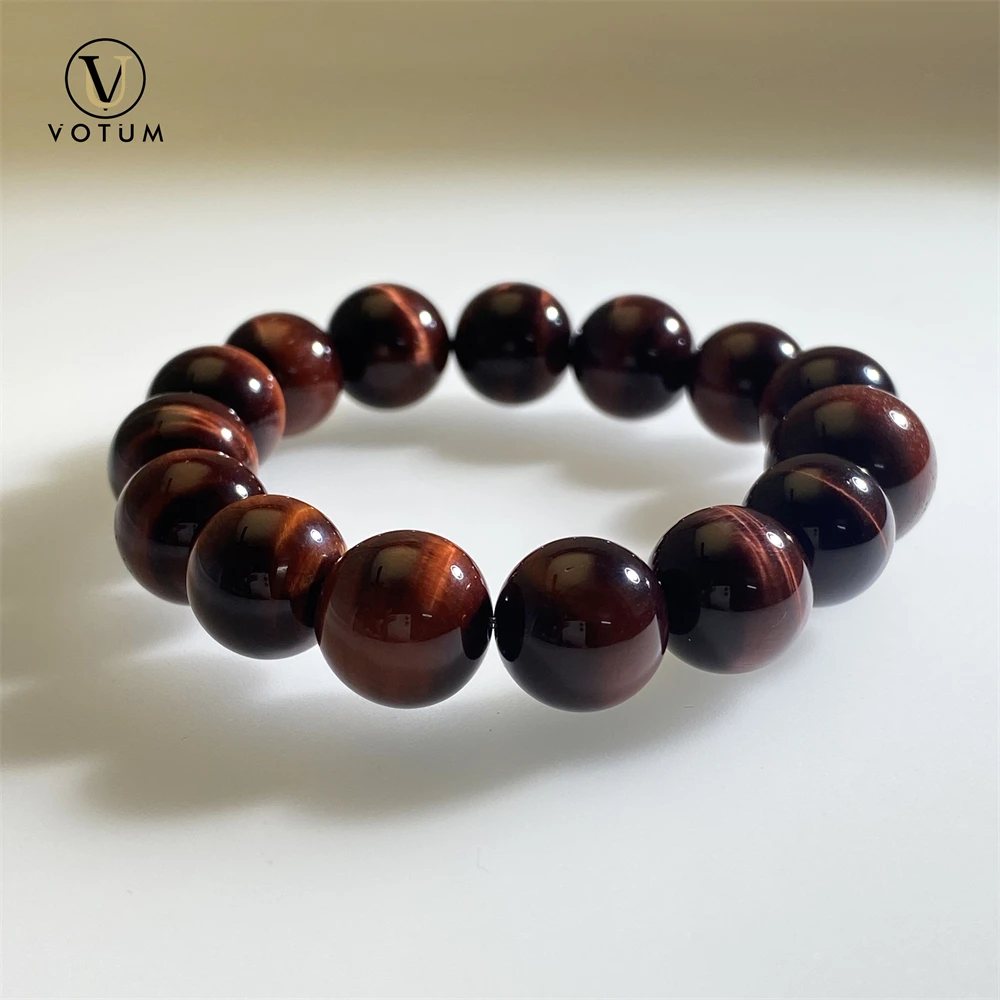 Votum 12m Natural Red Tiger Eye Bracelet for Men Women ReikiHealing Crystal Energy Stone Luck Protection Bracelet Jewelry Gift